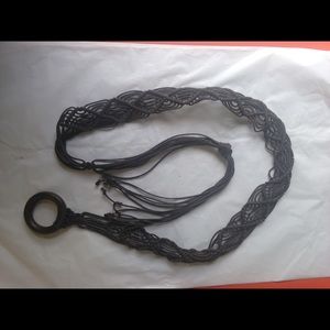 Vintage boho macrame knot weaved belt